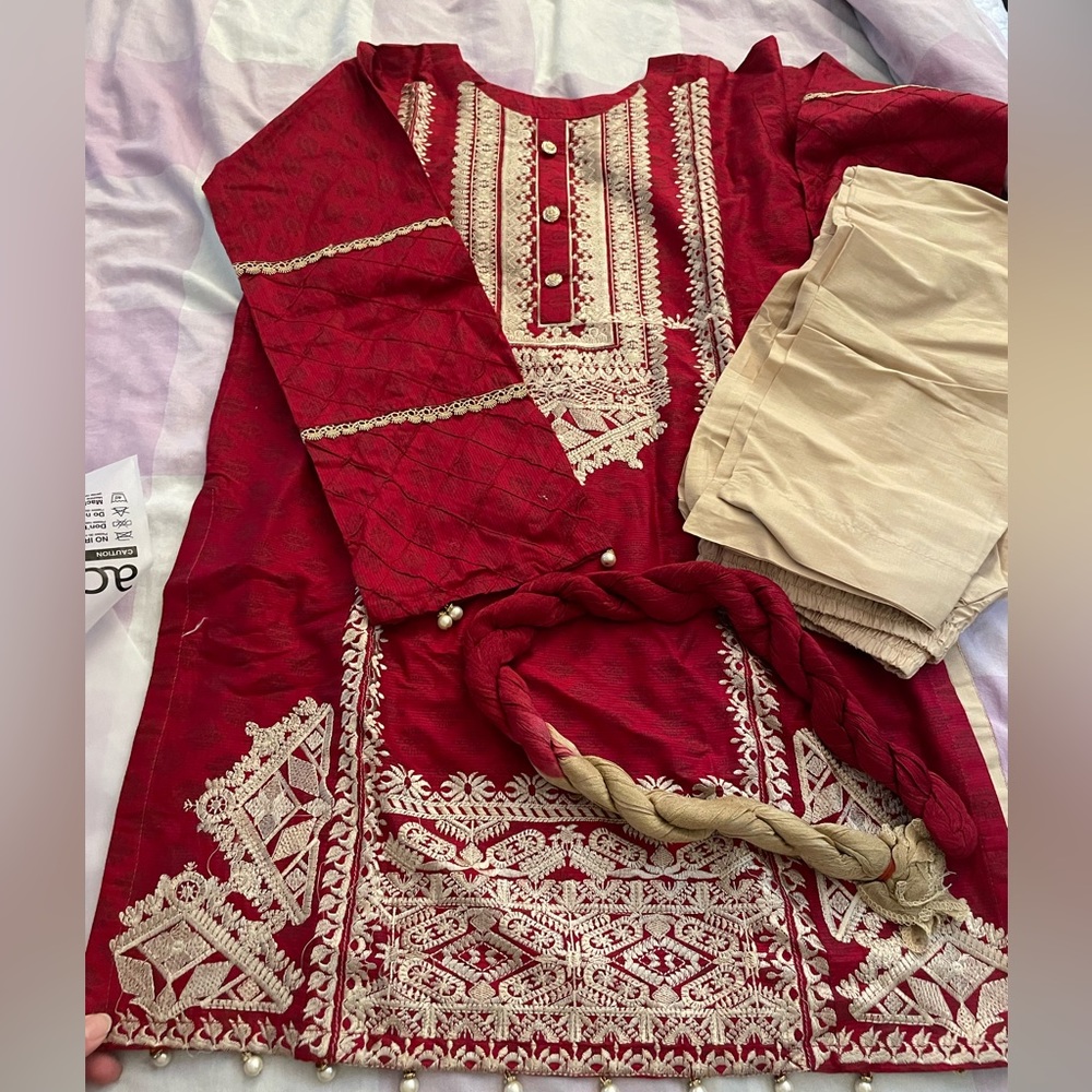 Brand new three piece cotton with embroidered